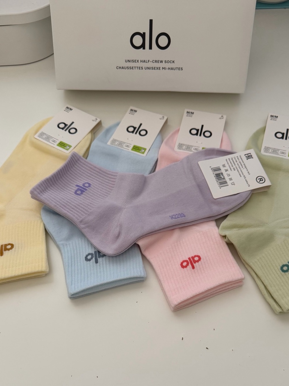 Alo Logo Crew Socks 5-Pair Pack Women’s (M)Size Multicolor